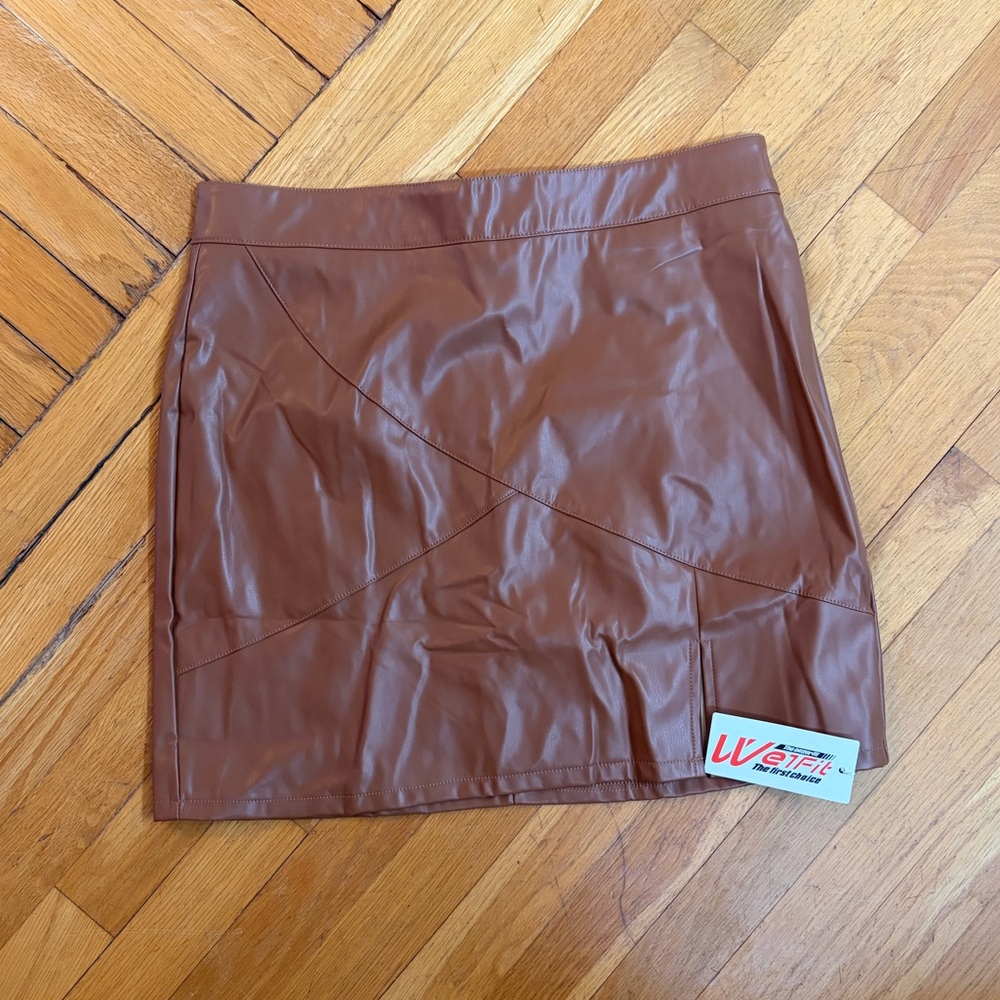 Brown Faux Leather Mini Skirt